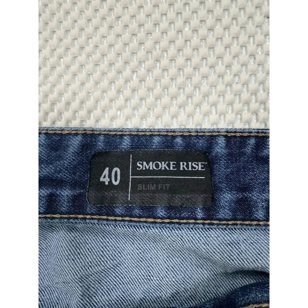 Smoke Rise Men's Slim Fit Jeans Size 40 Medium Wash Distressed Streetwear Denim